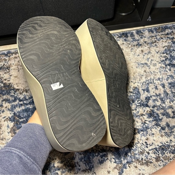 Zara Tan Platform Sandals Size 7.5 - Picture 8 of 11